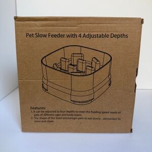 Slow Feeder Pet Bowl - Gray - Adjustable Depths